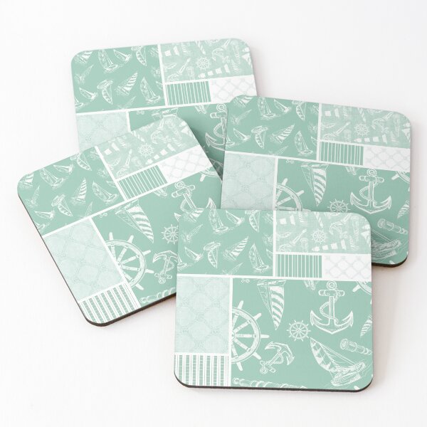 Item preview, Seafoam Quilt Design Nautical Charcoal Sketches Collection- Features Netting, Stripes, Nautical Items, and Lighthouse Designs designed and sold by PD-Coastal.