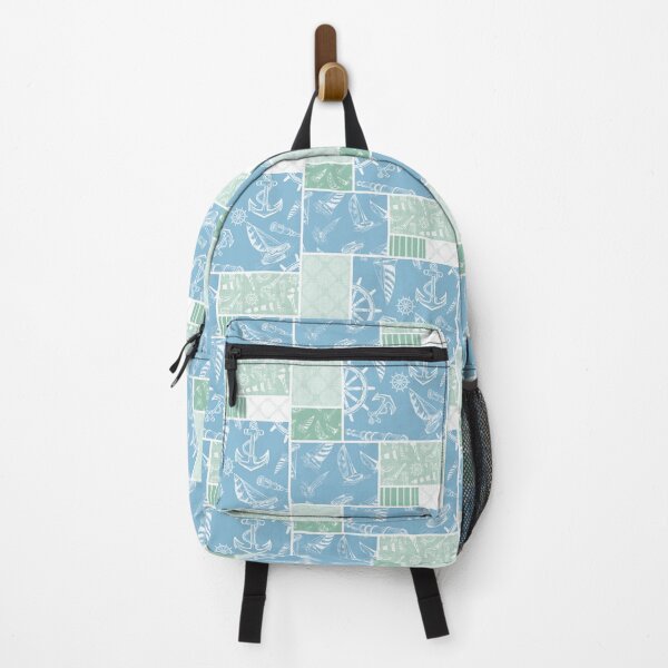Item preview, Seafoam and Sky Blue Quilt Design Nautical Charcoal Sketches Collection- Features Netting, Stripes, Nautical Items, and Lighthouse Designs designed and sold by PD-Coastal.