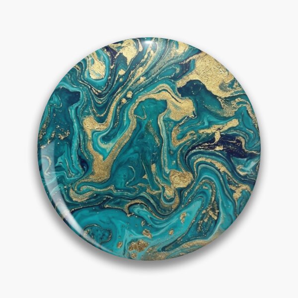 Item preview, Turquoise and Gold Fluid Art – Hidden Pattern of Tilers designed and sold by Goodthingstree.