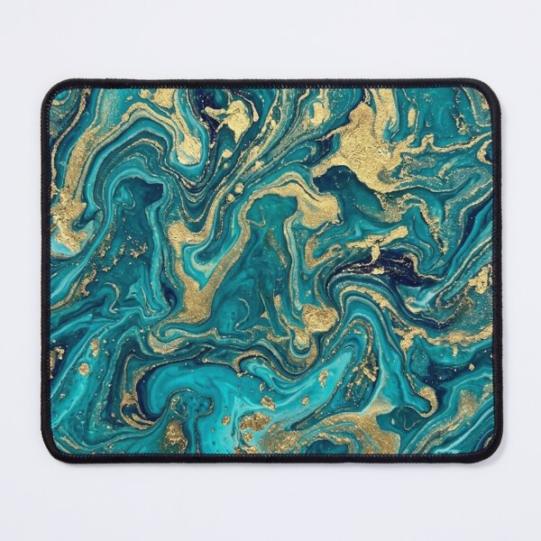 Item preview, Turquoise and Gold Fluid Art – Hidden Pattern of Tilers designed and sold by Goodthingstree.