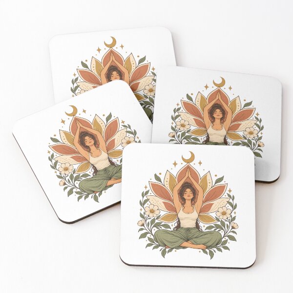 Item preview, Botanical Lotus Yoga Woman | Retro Floral Moon Art designed and sold by WartonnoArt.