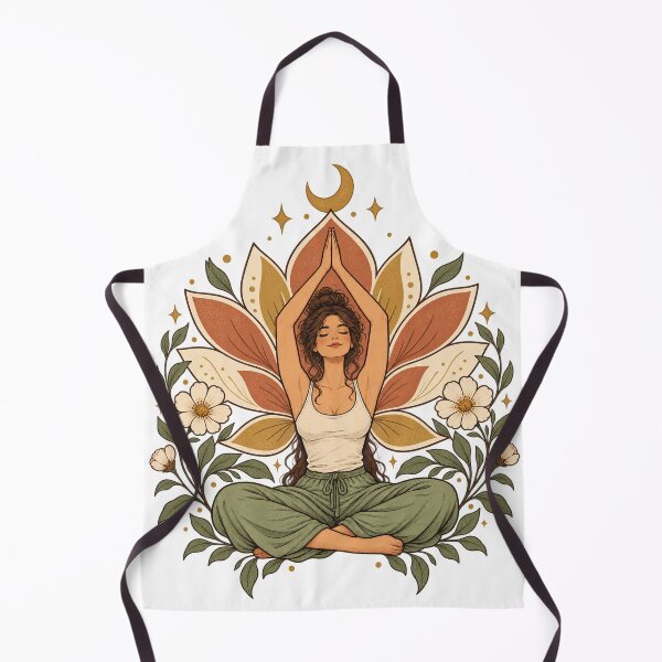 Item preview, Botanical Lotus Yoga Woman | Retro Floral Moon Art designed and sold by WartonnoArt.