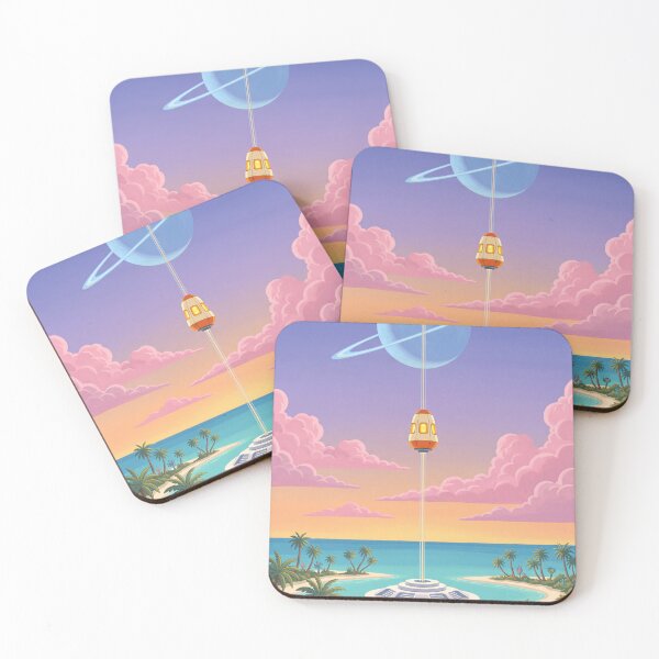 Item preview, Retro Space Elevator Over Tropical Atoll Vintage Sci-Fi Art designed and sold by Islaelswhere.