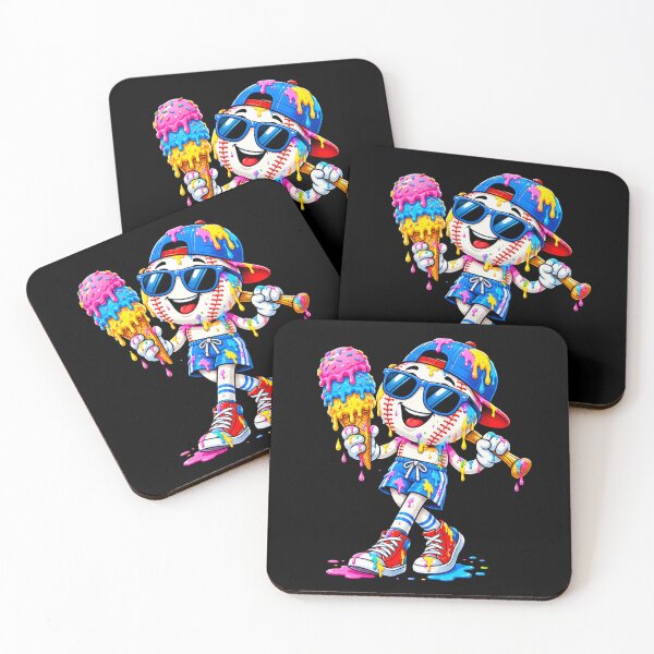 Item preview, Drip Baseball Funny Ice Cream Cone Boys Kids Youth Baseball Player Summer Cartoon Cool Sunglasses Sports Humor Gift Idea designed and sold by 519xdesign.