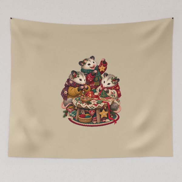 Item preview, Christmas Craft Night — Cozy Opossums Making Ornaments designed and sold by VioVibe.