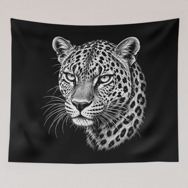 Item preview, Black and White Portrait Leopard Art designed and sold by roni-harbor.