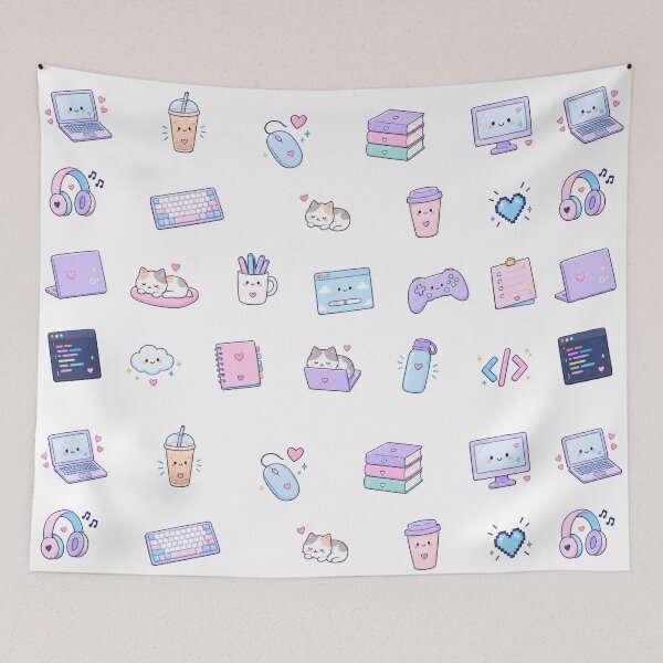 Item preview, Cute Kawaii Pastel Gamer and Tech Desk Aesthetic Elements Collection designed and sold by Rehnair.