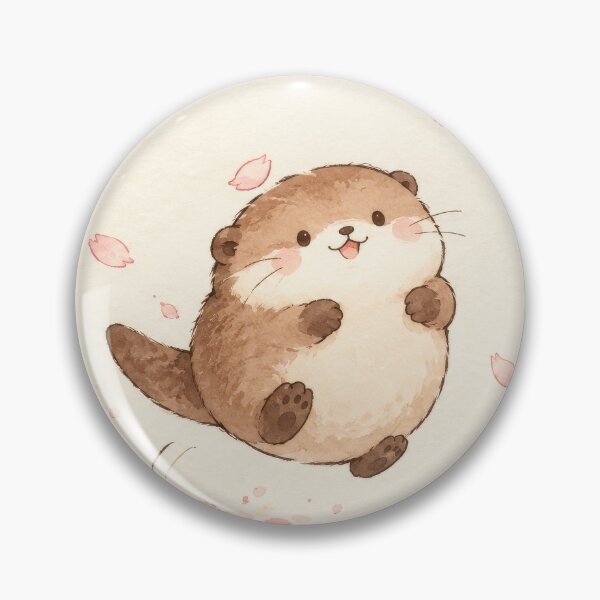 Item preview, Otter Jumping Beneath Pink Cherry Blossoms and Falling Petals designed and sold by AshiraCreations.