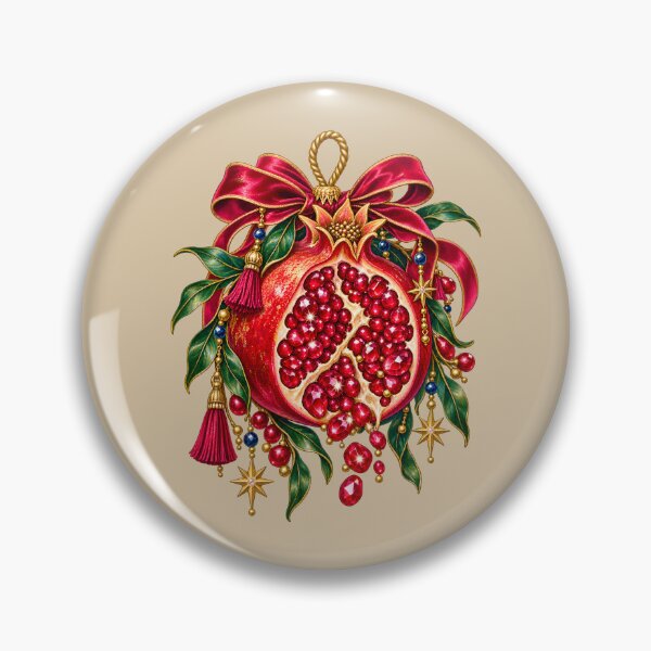 Item preview, Jeweled Pomegranate Ornament — Ruby Red and Gold Holiday Design designed and sold by VioVibe.