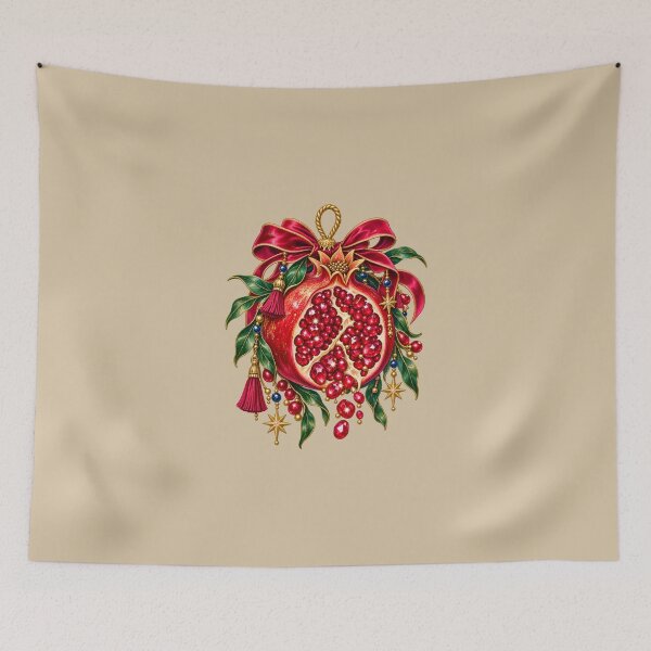 Item preview, Jeweled Pomegranate Ornament — Ruby Red and Gold Holiday Design designed and sold by VioVibe.