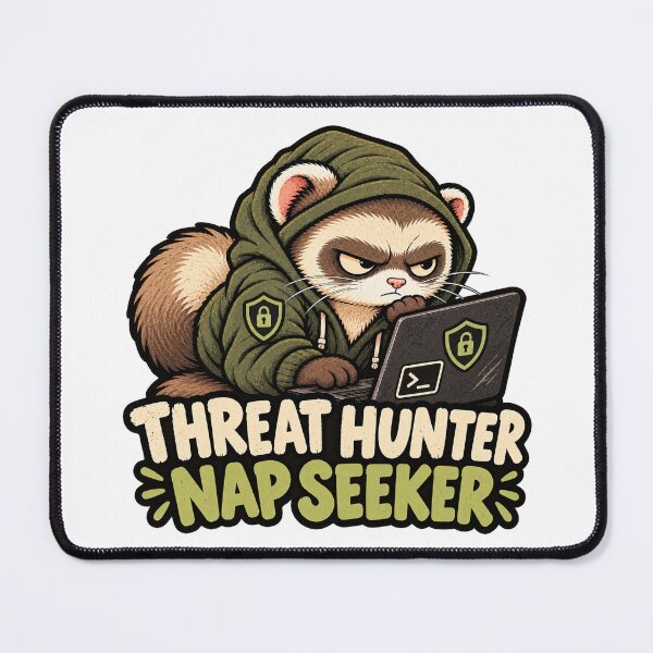Item preview, Funny Cybersecurity Threat Hunter – Grumpy Ferret Sticker designed and sold by The Silly Grumpy Society.