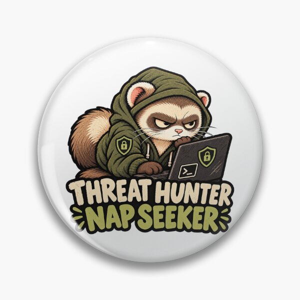 Item preview, Funny Cybersecurity Threat Hunter – Grumpy Ferret Sticker designed and sold by The Silly Grumpy Society.