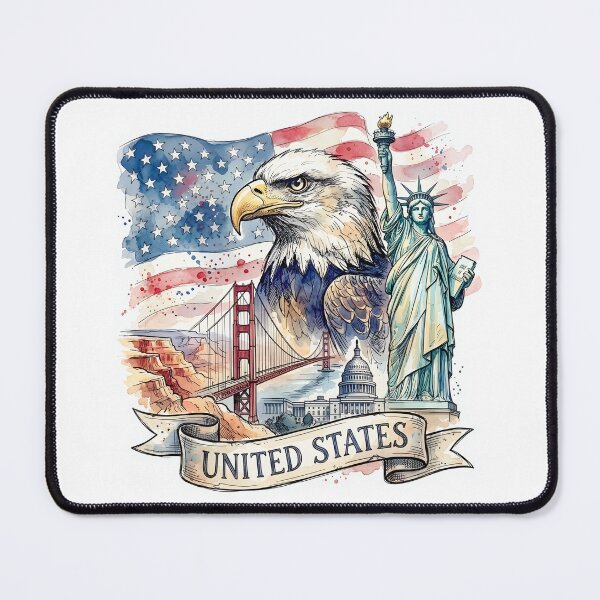 Item preview, Vintage American Bald Eagle with USA Flag designed and sold by EdwinkOne.