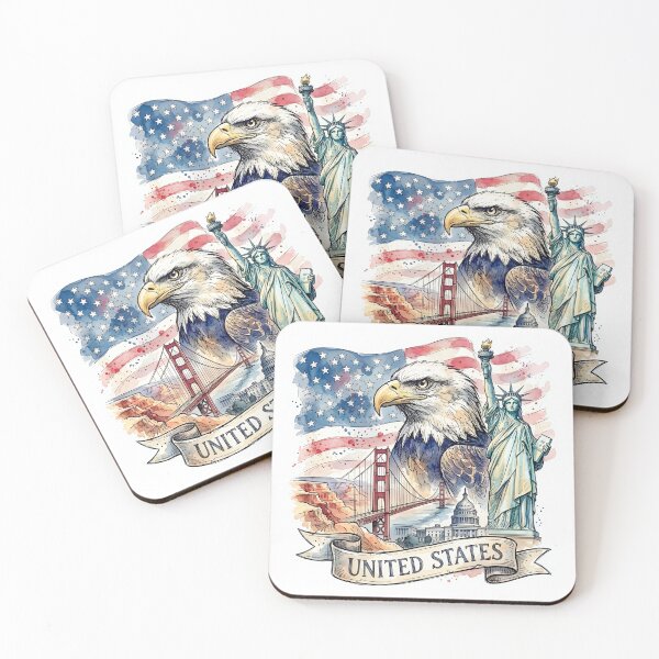 Item preview, Vintage American Bald Eagle with USA Flag designed and sold by EdwinkOne.