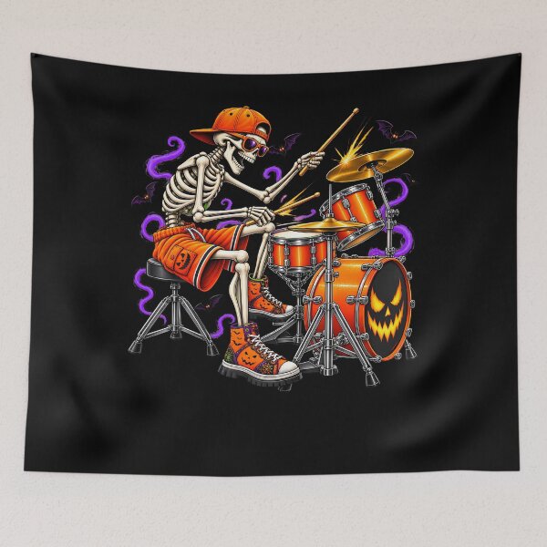 Item preview, Skeleton Drummer Halloween Rocker designed and sold by PAROSSA.