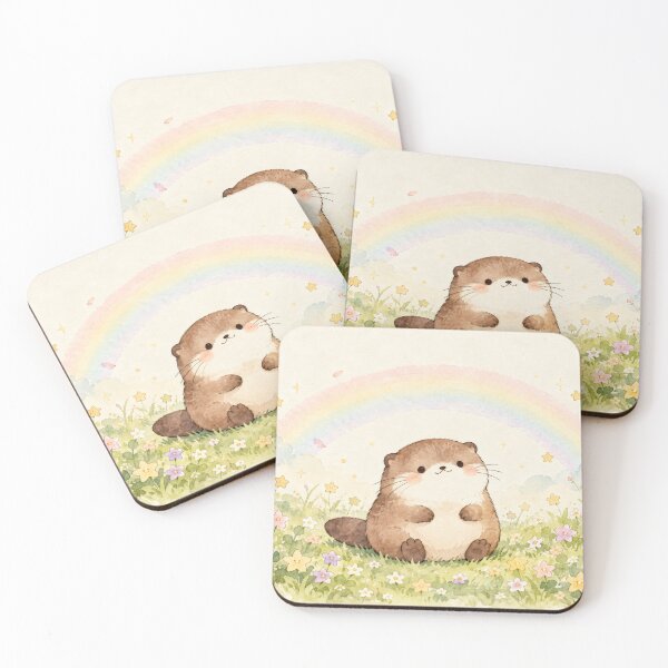 Item preview, Otter Beneath a Pastel Rainbow in a Wildflower Meadow designed and sold by AshiraCreations.