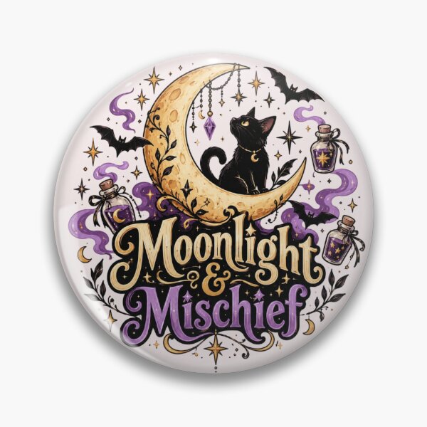 Item preview, Moonlight & Mischief – Gothic Witchy Moon and Cat Art designed and sold by Sanika arts .