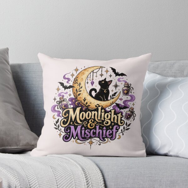Item preview, Moonlight & Mischief – Gothic Witchy Moon and Cat Art designed and sold by Sanika arts .