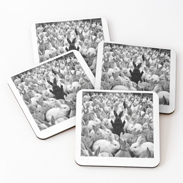 Item preview, black rabbit standing up and giving the middle finger while surrounded designed and sold by Designart68.