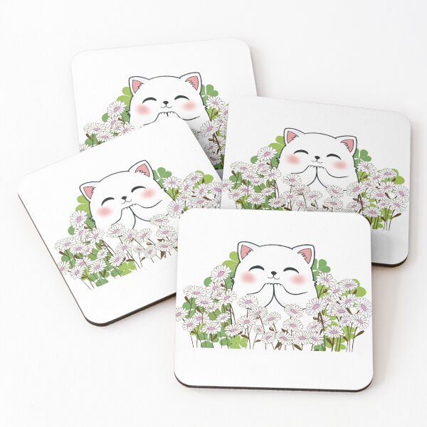 Item preview, Praying Cat in Daisy Garden designed and sold by LittleHappiness by Kamollak .