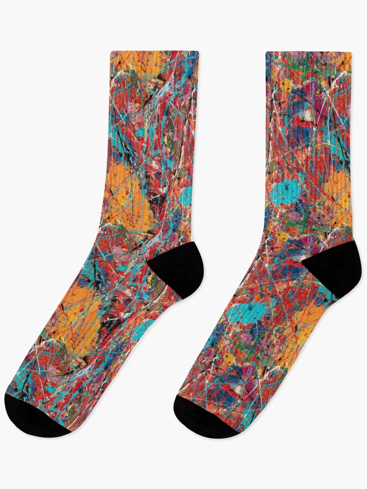 Thumbnail 1 of 5, Socks, Electric Color Collision Abstract Splatter Pattern designed and sold by Moisky Patterns.