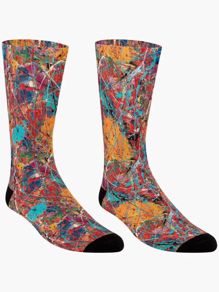 Thumbnail 3 of 5, Socks, Electric Color Collision Abstract Splatter Pattern designed and sold by Moisky Patterns.
