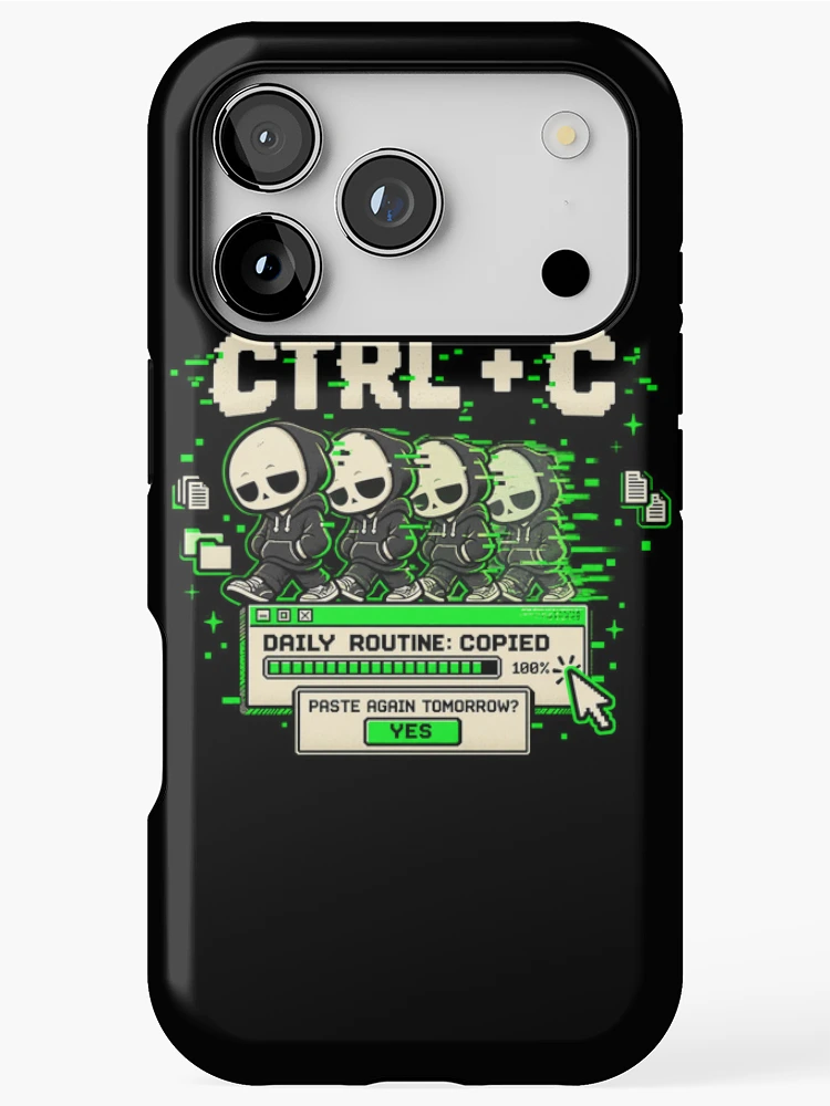 Thumbnail 1 of 4, iPhone Case, Ctrl C – Daily Routine Copied Retro Computer Humor designed and sold by Mad Factory Designs.