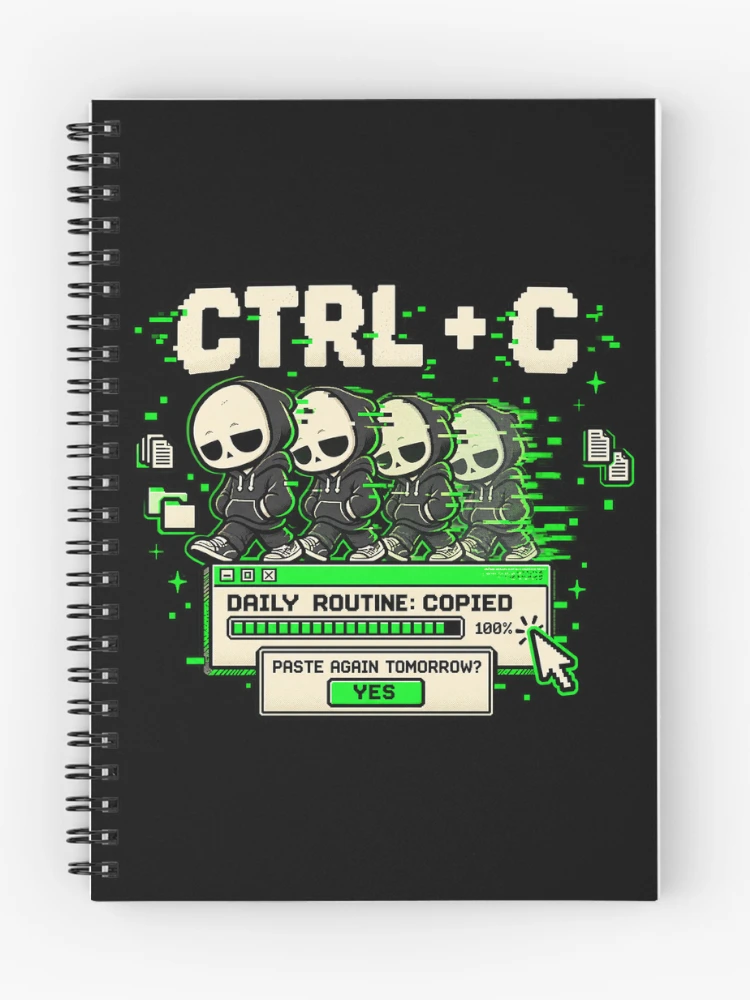 Thumbnail 1 of 3, Journal, Ctrl C – Daily Routine Copied Retro Computer Humor designed and sold by Mad Factory Designs.
