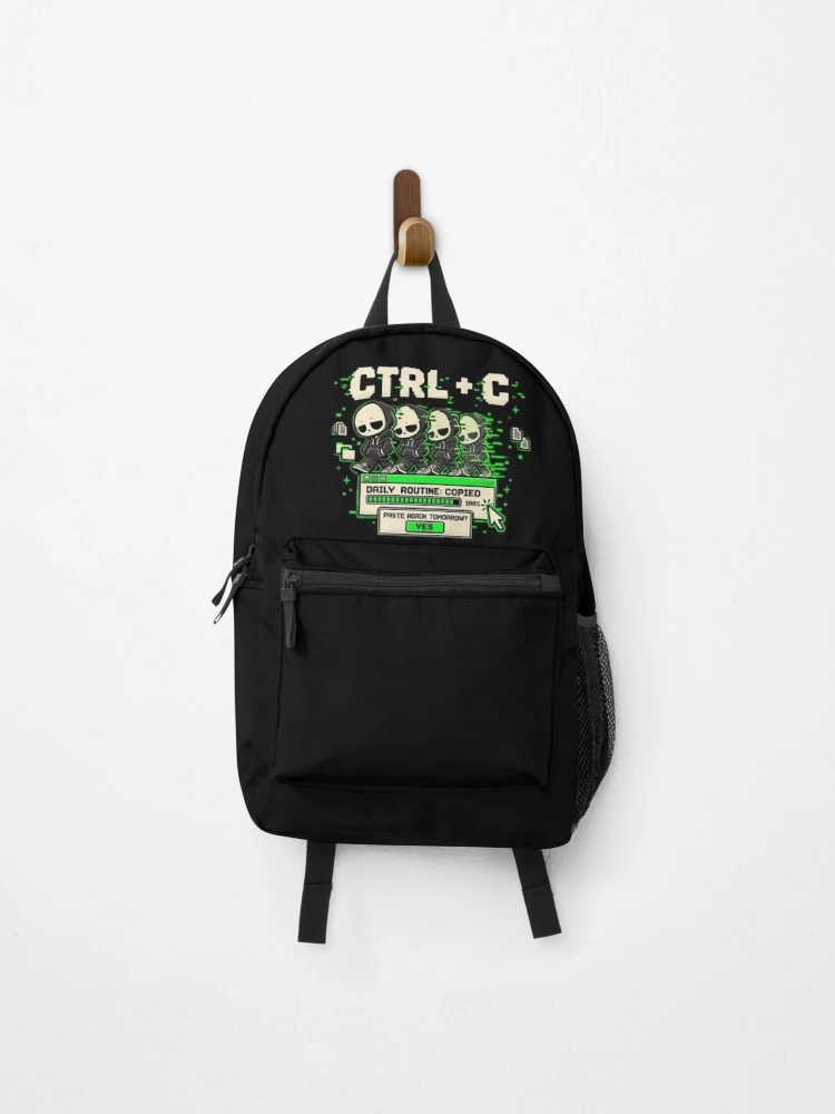 Thumbnail 1 of 3, Backpack, Ctrl C – Daily Routine Copied Retro Computer Humor designed and sold by Mad Factory Designs.