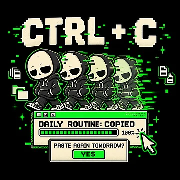 Artwork thumbnail, Ctrl C – Daily Routine Copied Retro Computer Humor by Mad Factory Designs
