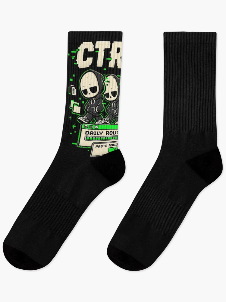 Thumbnail 1 of 5, Socks, Ctrl C – Daily Routine Copied Retro Computer Humor designed and sold by Mad Factory Designs.