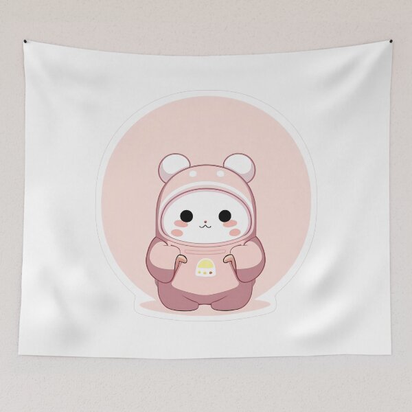 Item preview, Cute Bear in Pink Hood Holding Yellow Toy designed and sold by For-Cat Studio.