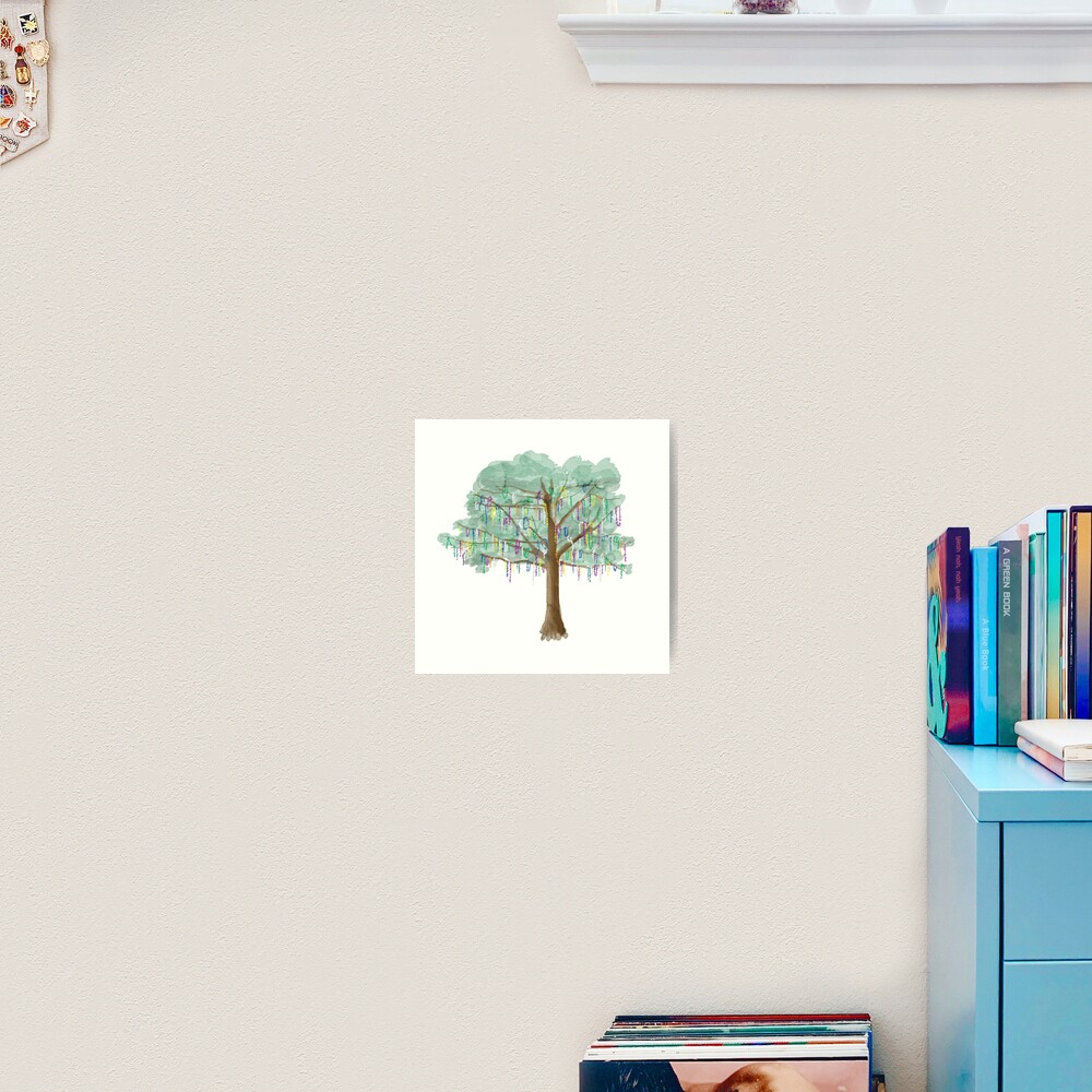 Mardi Gras Tree - watercolor Art Print
