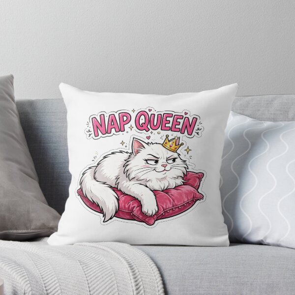 Item preview, Nap Queen Funny White Cat Sticker designed and sold by MojoHill.