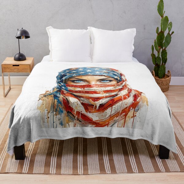 Item preview, Patriotic Woman Portrait with American Flag designed and sold by EdwinkOne.