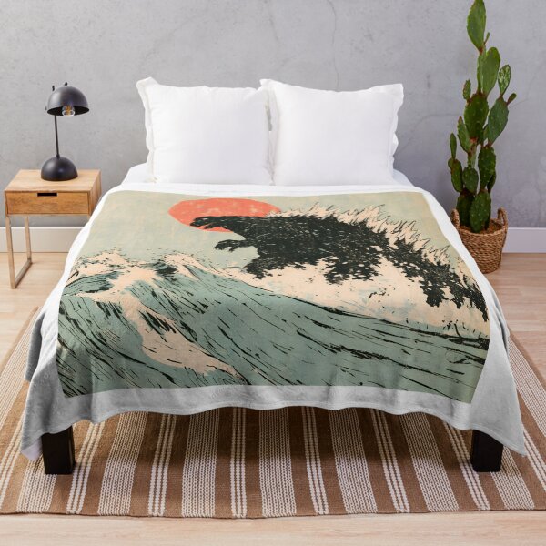 Item preview, Japanese Kaiju Monster Ocean Waves Vintage Woodblock Art designed and sold by NatureStyle555.