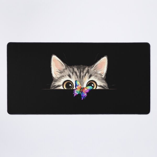 Item preview, Cute Peeking Cat with Colorful Rainbow Butterfly designed and sold by DonaFada.
