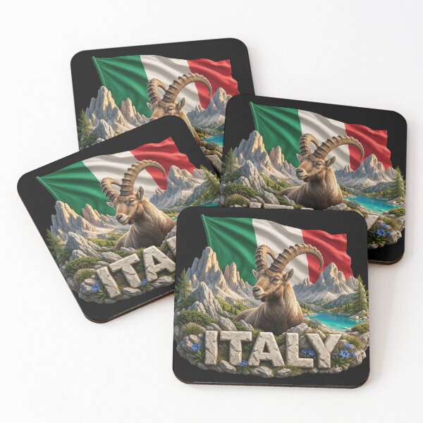 Item preview, Italy Heritage – Alpine Ibex & Dolomites Emblem designed and sold by FlagX.