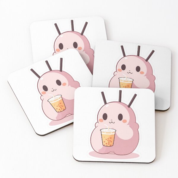 Item preview, Pink Cartoon Creature Holding Bubble Tea designed and sold by For-Cat Studio.