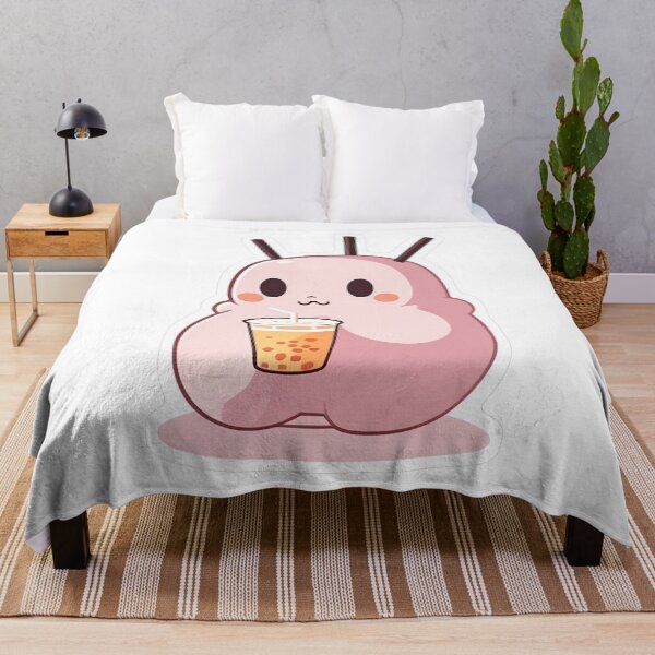 Item preview, Pink Cartoon Creature Holding Bubble Tea designed and sold by For-Cat Studio.