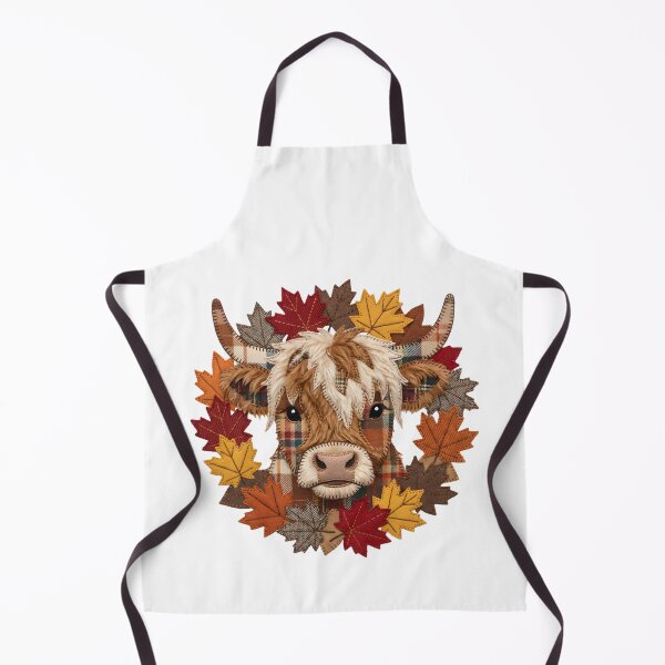 Item preview, Rustic Highland Cow Autumn Leaves Patchwork Art designed and sold by abdelski.