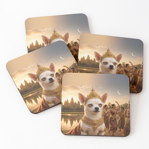 Item preview, Joshi, King of Angkor - The White Chihuahua Khmer King at Angkor Wat Sunrise designed and sold by KGOart.