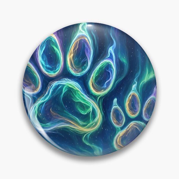 Item preview, Glowing Neon Paw Prints Under Northern Lights designed and sold by Sybille-Yates.