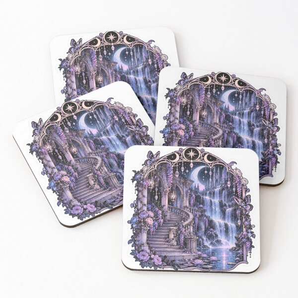 Item preview, Gothic Moonlit Waterfall and Enchanted Castle Art designed and sold by Velvet Hex.