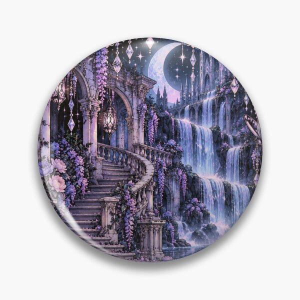 Item preview, Gothic Moonlit Waterfall and Enchanted Castle Art designed and sold by ElysianWardrobeCo.