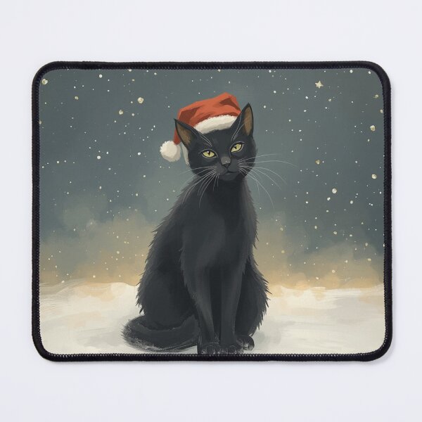 Item preview, Cozy Christmas Black Cat – Watercolor Cat in a Snowy Winter Night designed and sold by mayatA-rt.
