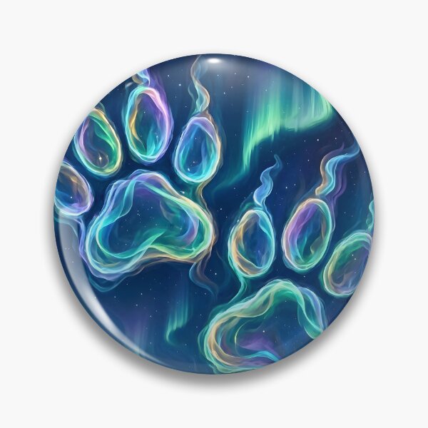 Item preview, Glowing Neon Paw Prints Under Northern Lights designed and sold by Sybille-Yates.