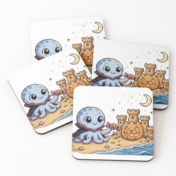 Item preview, Baby Octopus Vampire Pixel Art Halloween Beach Sandcastle designed and sold by Ebodega.