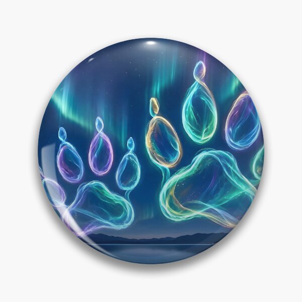 Item preview, Glowing Neon Paw Prints Under Northern Lights designed and sold by Sybille-Yates.