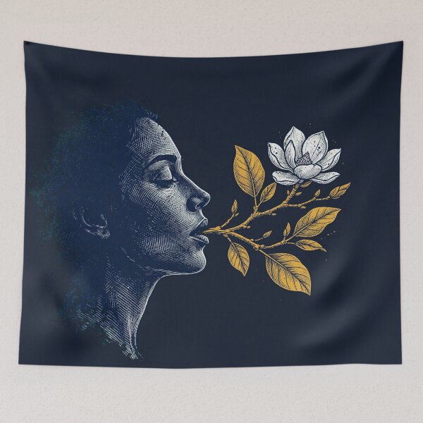 Item preview, Surreal Magnolia Breath Woman Engraving Graphic designed and sold by  One City Two Children Studio.